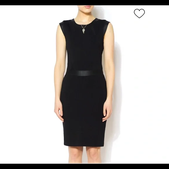 My Tribe Dresses | My Tribe Leather Trim Sheath Dress with Cap Sleeve | Color: Black | Size: Xs | Walkertn's Closet